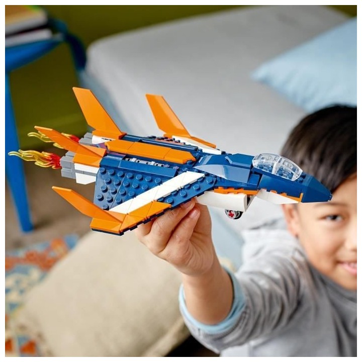 LEGO Creator 31126 L'Avion Supersonique, Jouet 3 en 1 Hélicoptere Bat