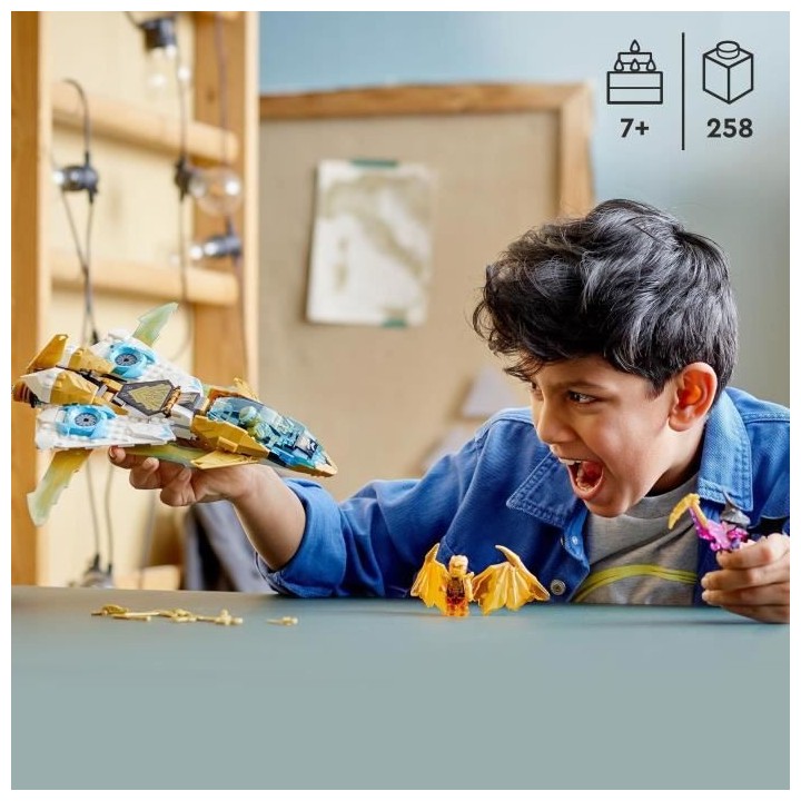 LEGO NINJAGO 71770 Le Jet Dragon d'Or de Zane, Jouet d'Avion et Figuri