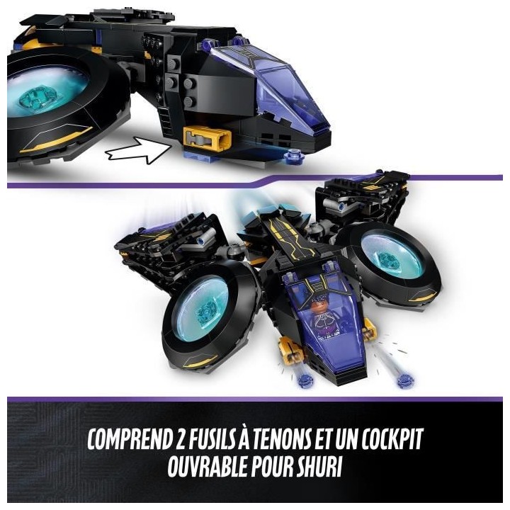 LEGO Marvel 76211 Le Sunbird de Shuri, Vaisseau Jouet, Black Panther F