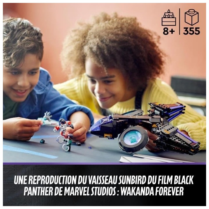 LEGO Marvel 76211 Le Sunbird de Shuri, Vaisseau Jouet, Black Panther F