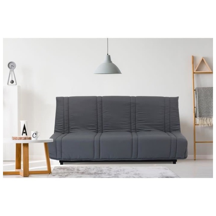 LENA Banquette clic clac 3 places - tissu anthracite - Style contempor