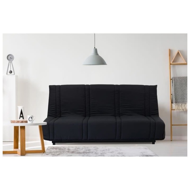 LENA Banquette clic clac 3 places - tissu Noir - Style contemporain -