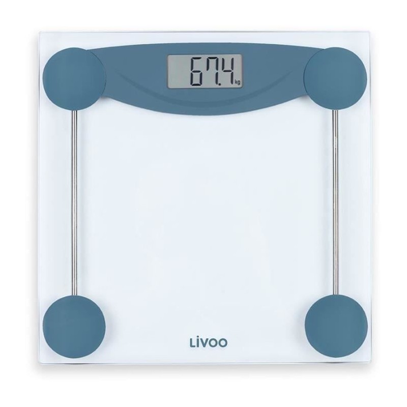 LIVOO DOM426B - Pese-personne électronique - Plateau en verre trempé et écran LCD - Pesée jusqu'a 180 kg - Graduation au 100