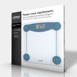 LIVOO DOM426B - Pese-personne électronique - Plateau en verre trempé et écran LCD - Pesée jusqu'a 180 kg - Graduation au 100