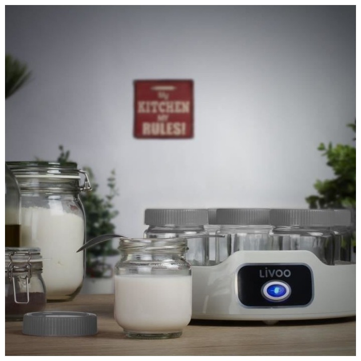 LIVOO - Yaourtiere - DOP180G - 14 pots en verre avec couvercle a visse