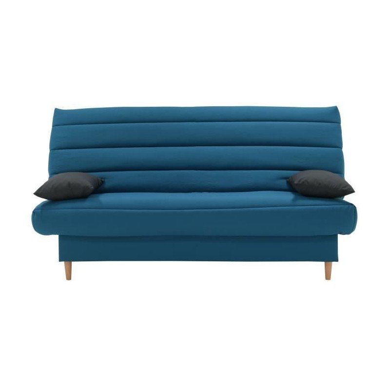 Banquette clic clac 3 places - Tissu bleu canard - Style scandinave - L 190 x P92 cm - LIV