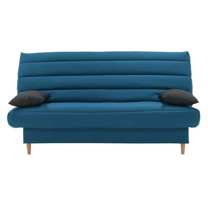 Banquette clic clac 3 places - Tissu bleu canard - Style scandinave -
