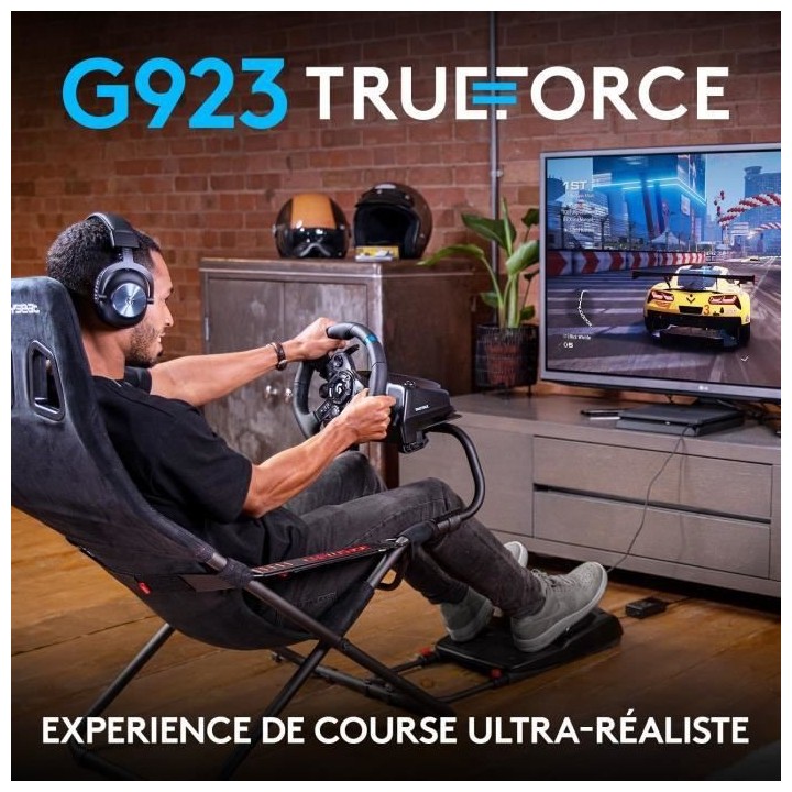 Volant de Course et Pédales gaming - Logitech - G923 - pour PS5, PS4