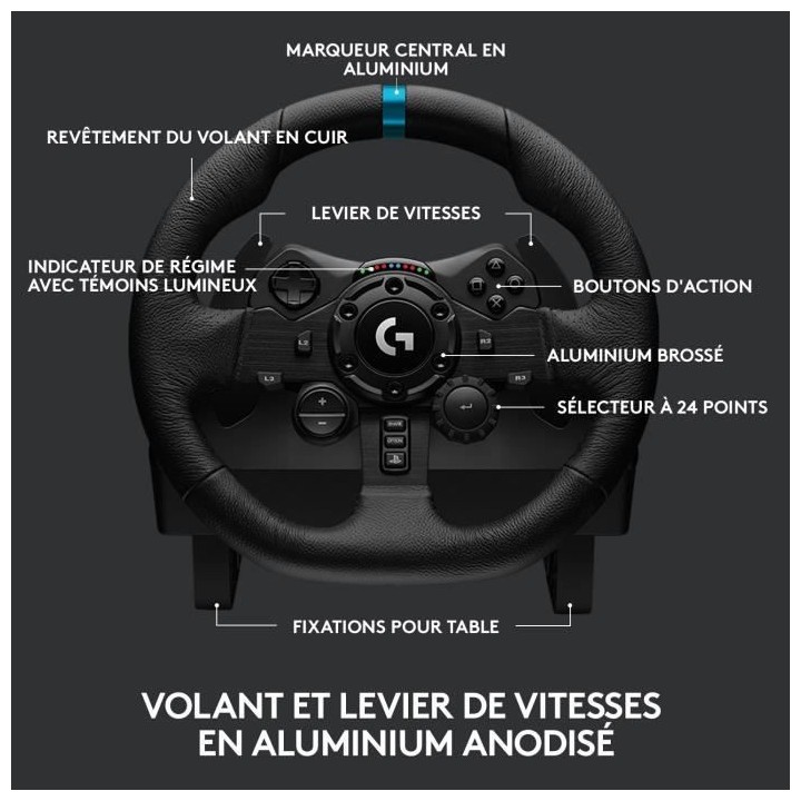 Volant de Course et Pédales gaming - Logitech - G923 - pour PS5, PS4