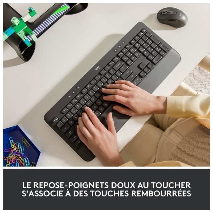 Logitech - Clavier sans fil - Ergonomique Entier avec Repose-Poignets