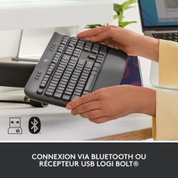 Logitech - Clavier sans fil - Ergonomique Entier avec Repose-Poignets -Signature K650 - Graphite