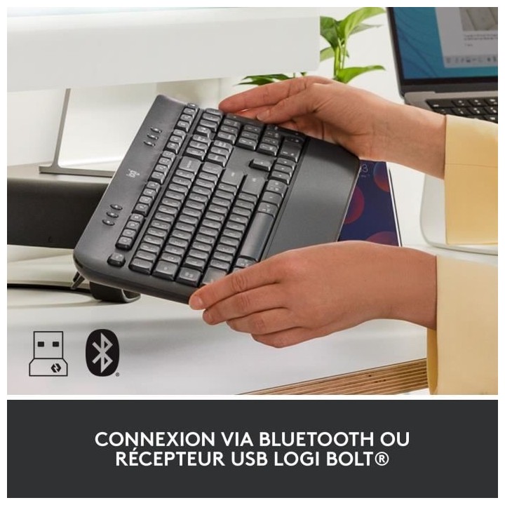 Logitech - Clavier sans fil - Ergonomique Entier avec Repose-Poignets
