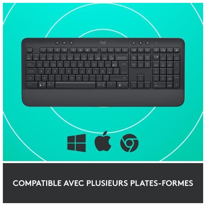 Logitech - Clavier sans fil - Ergonomique Entier avec Repose-Poignets