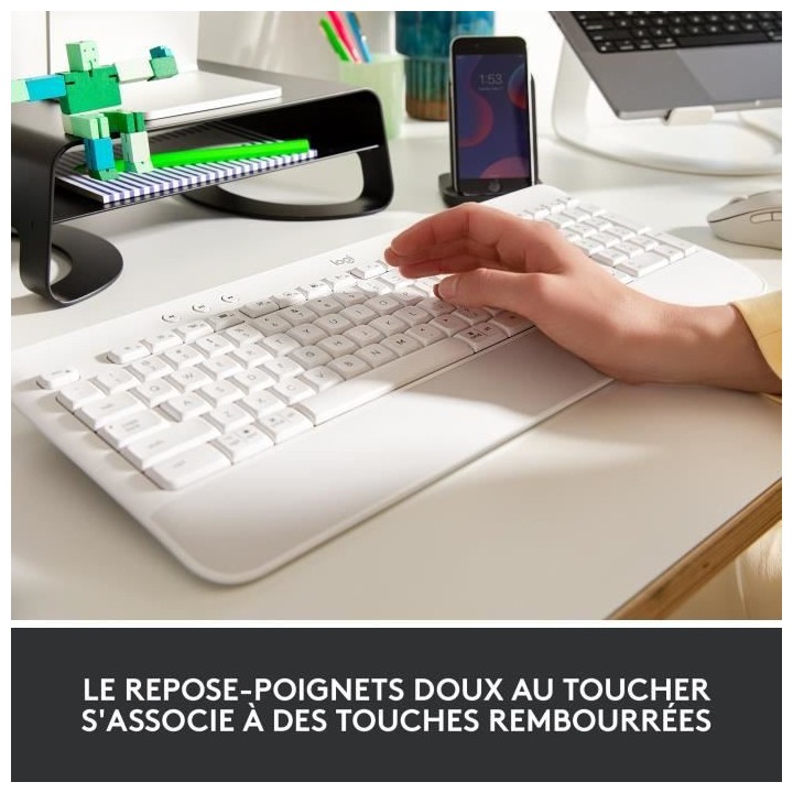 Logitech - Clavier sans fil - Ergonomique Entier avec Repose-Poignets