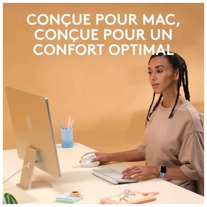 Logitech - Souris Lift pour Mac - Ergonomique sans fil - Blanc
