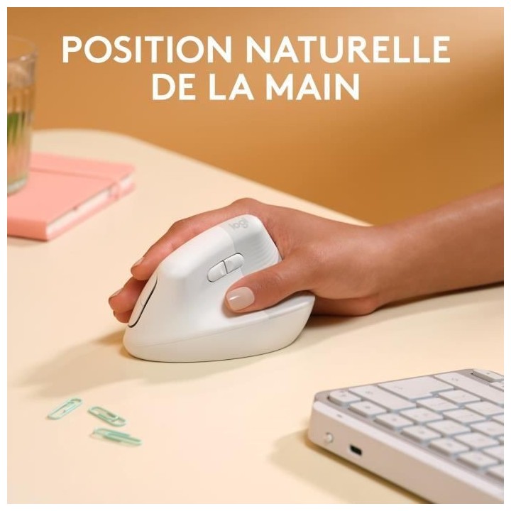 Logitech - Souris Lift pour Mac - Ergonomique sans fil - Blanc