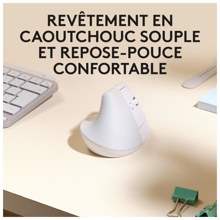 Logitech - Souris Lift pour Mac - Ergonomique sans fil - Blanc