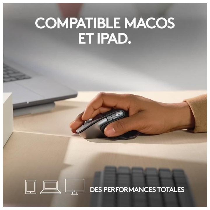 Logitech - Souris sans fil Ergonomique - MX Master 3S pour Mac - Gris