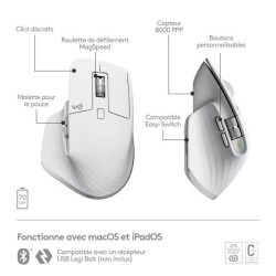 Logitech - Souris sans fil Ergonomique - MX Master 3S pour Mac - Gris Pâle