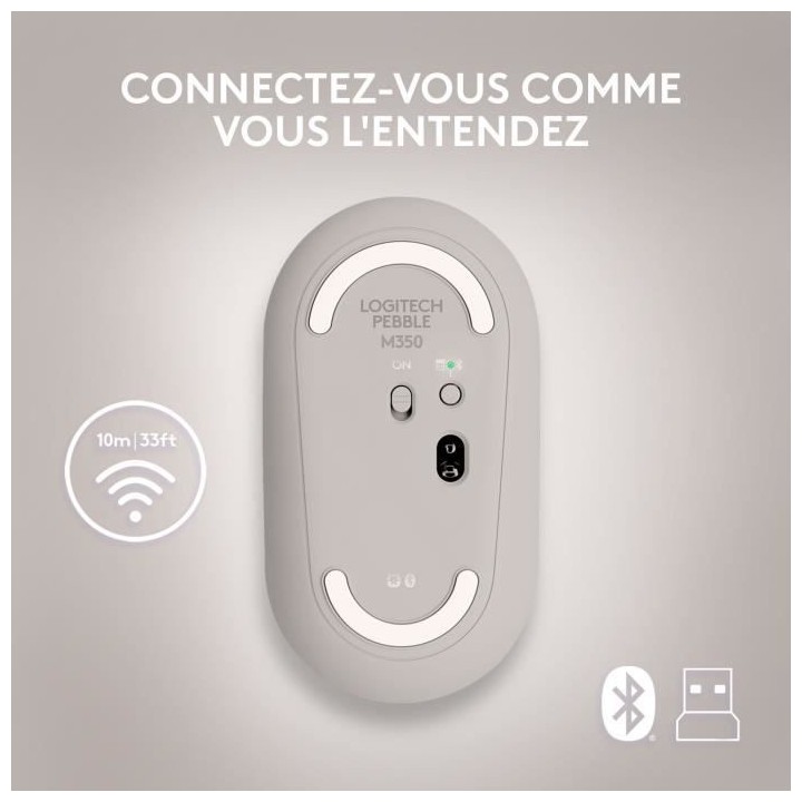 Logitech - Souris sans fil M350 avec Bluetooth - Sand