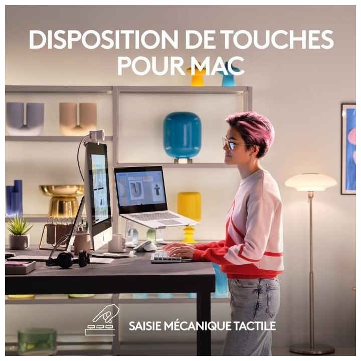 Logitech - Clavier sans fil pour Mac - MX Mechanical Mini - Gris Pâle