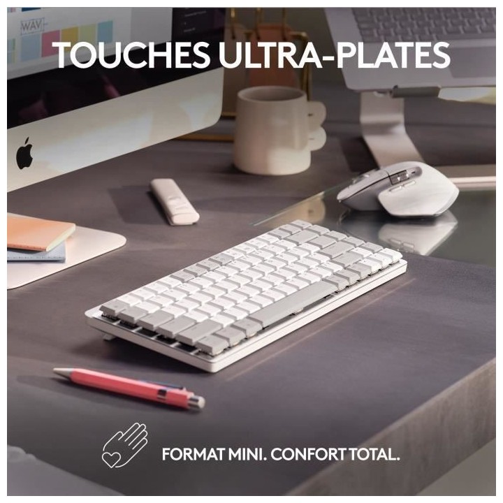 Logitech - Clavier sans fil pour Mac - MX Mechanical Mini - Gris Pâle