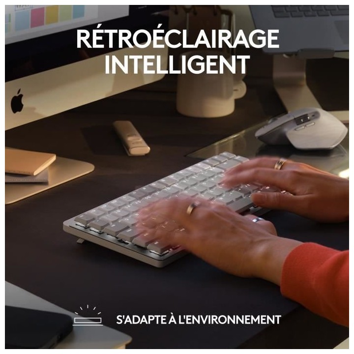 Logitech - Clavier sans fil pour Mac - MX Mechanical Mini - Gris Pâle