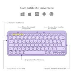 Logitech - Clavier sans fil K380 - Lavender Lemonade