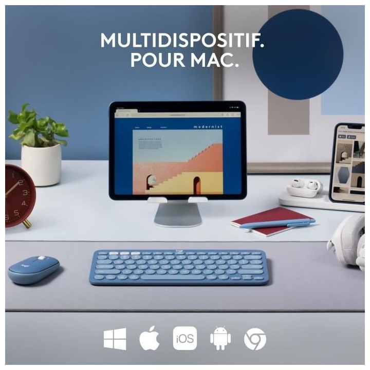 Logitech - Clavier K380 Bluetooth Multidispositif pour Mac - Blueberry