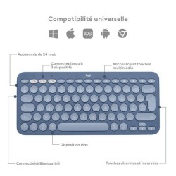 Logitech - Clavier K380 Bluetooth Multidispositif pour Mac - Blueberry