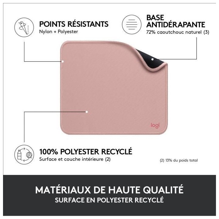 Tapis de souris durable - Logitech - Série Studio - Glissement facile