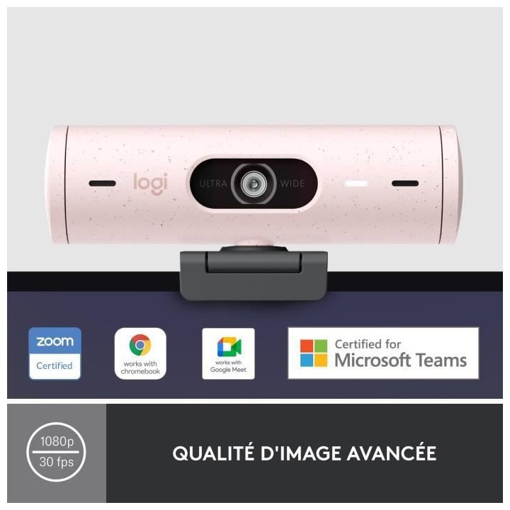 Logitech - Brio 500 Webcam HD avec Expo Auto - Rose