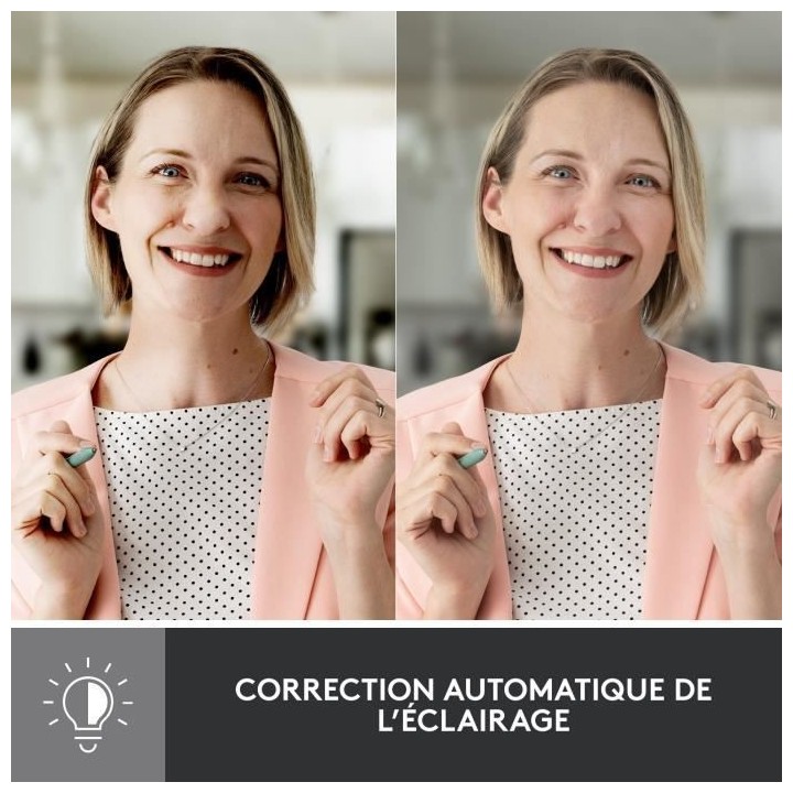 Logitech - Brio 500 Webcam HD avec Expo Auto - Rose