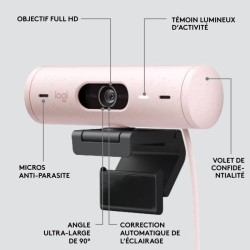 Logitech - Brio 500 Webcam HD avec Expo Auto - Rose