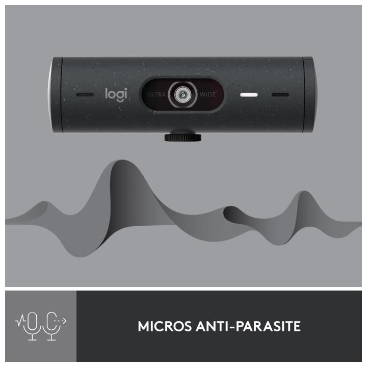 Logitech - Brio 500 Webcam HD avec Expo Auto - Graphite