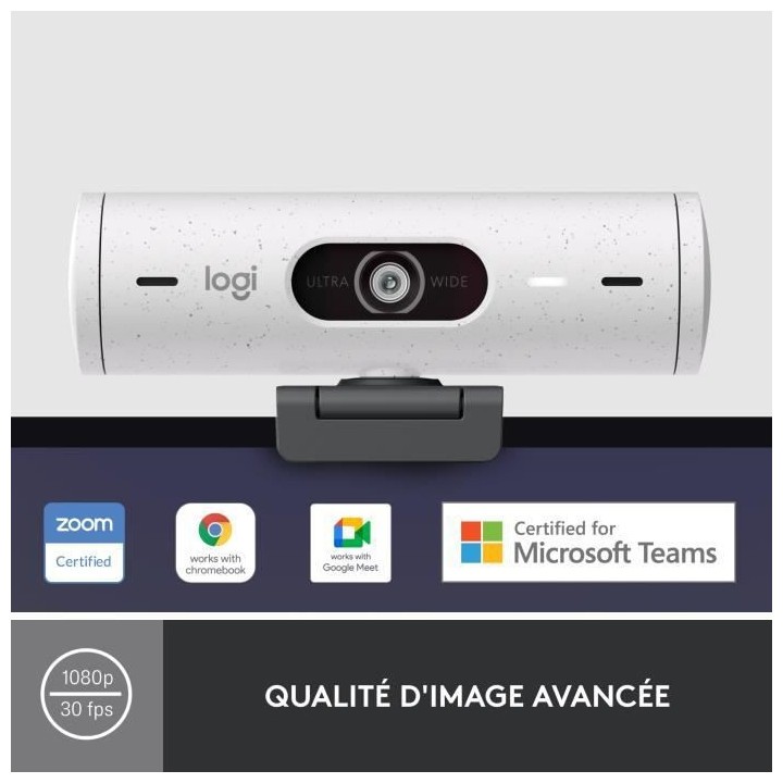 Logitech - Brio 500 Webcam HD avec Expo Auto - Blanc