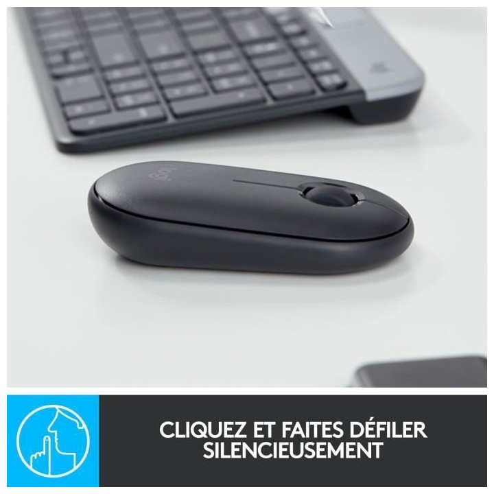 Souris sans fil - Logitech - M350 Pebble - Bluetooth - silencieuse - N