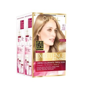 [Lot de 2] Creme Coloration L'OREAL PARIS Excellence 8.1 Blond clair c