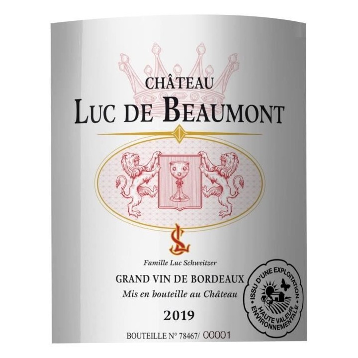 Château Luc de Beaumont 2019 Blaye Côtes de Bordeaux - Vin rouge de