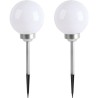 LUMI JARDIN Lot de 2 Spheres lumineuse solaire a LED Moony - Lumiere blanc - Ø 20 cm.