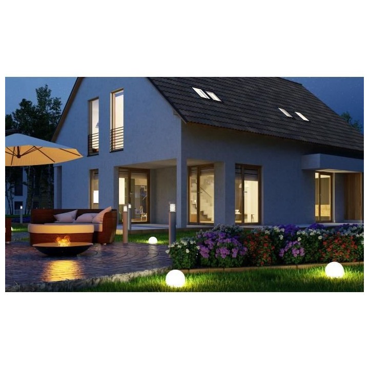 LUMI JARDIN Lot de 2 Spheres lumineuse solaire a LED Moony - Lumiere b