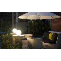 LUMI JARDIN Lot de 2 Spheres lumineuse solaire a LED Moony - Lumiere blanc - Ø 20 cm.