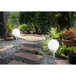 LUMI JARDIN Lot de 2 Spheres lumineuse solaire a LED Moony - Lumiere blanc - Ø 20 cm.