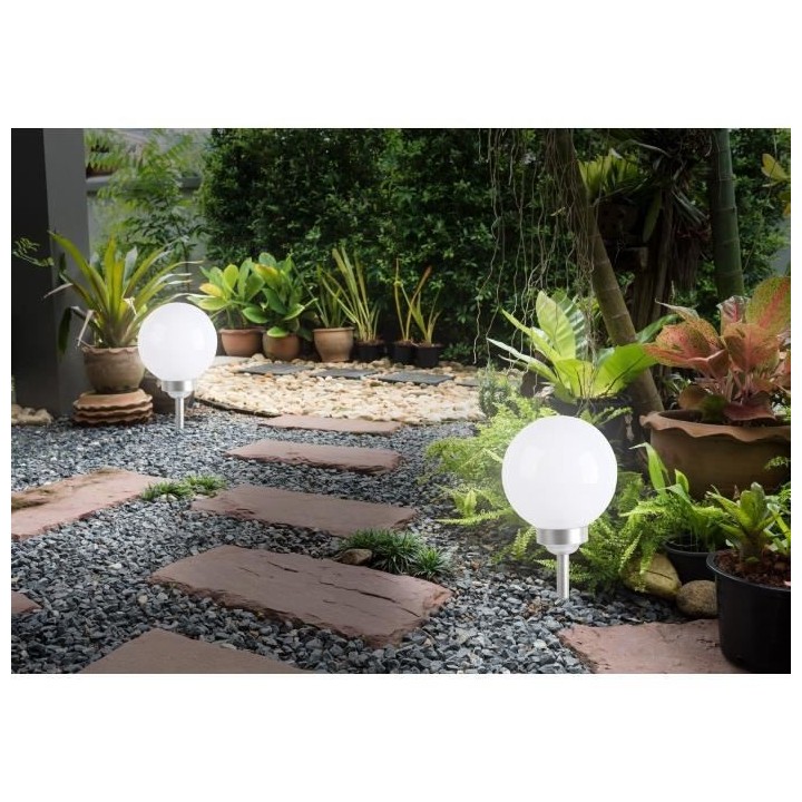 LUMI JARDIN Lot de 2 Spheres lumineuse solaire a LED Moony - Lumiere b