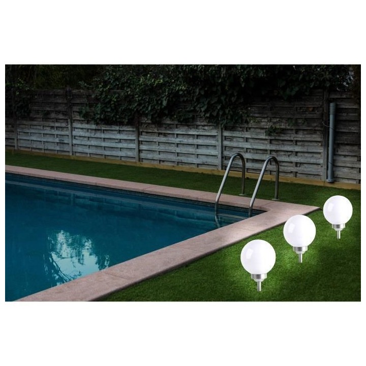 LUMI JARDIN Lot de 2 Spheres lumineuse solaire a LED Moony - Lumiere b