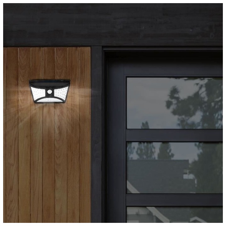 Projecteur solaire applique murale forme arrondie design eclairage pui