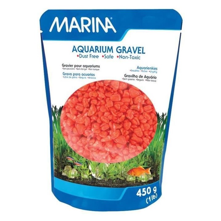 MARINA Gravier Deco orange - 450 g - Pour aquarium