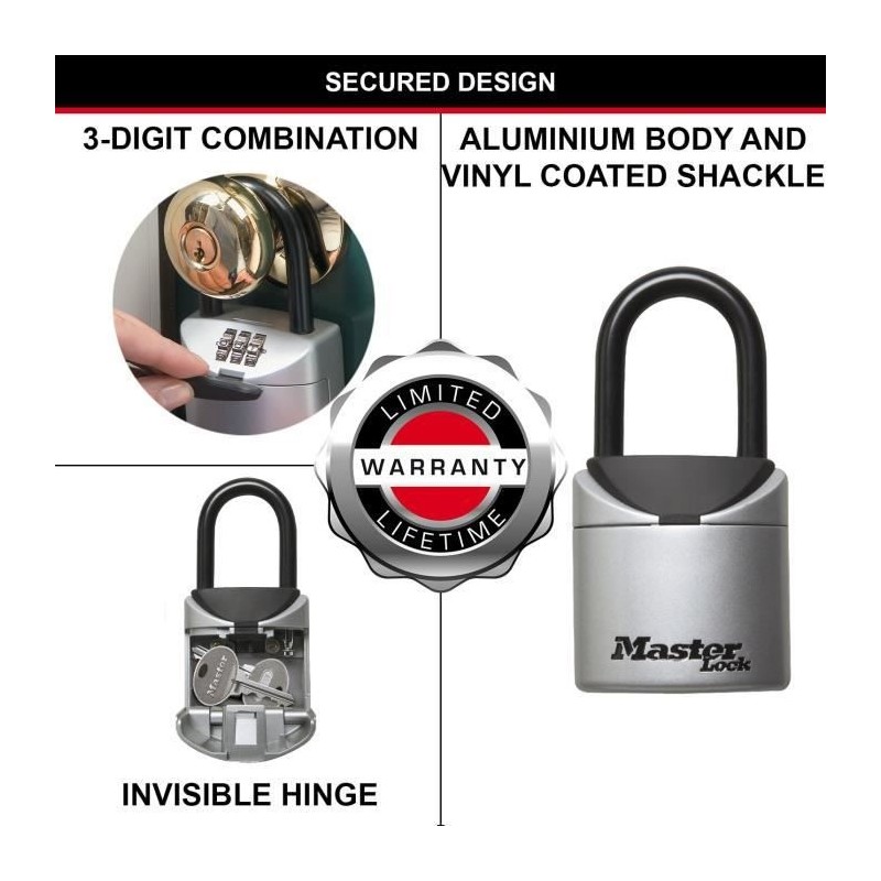 MASTER LOCK Mini Boîte a Clé sécurisée [Format XS] [avec Anse] - 5406EURD