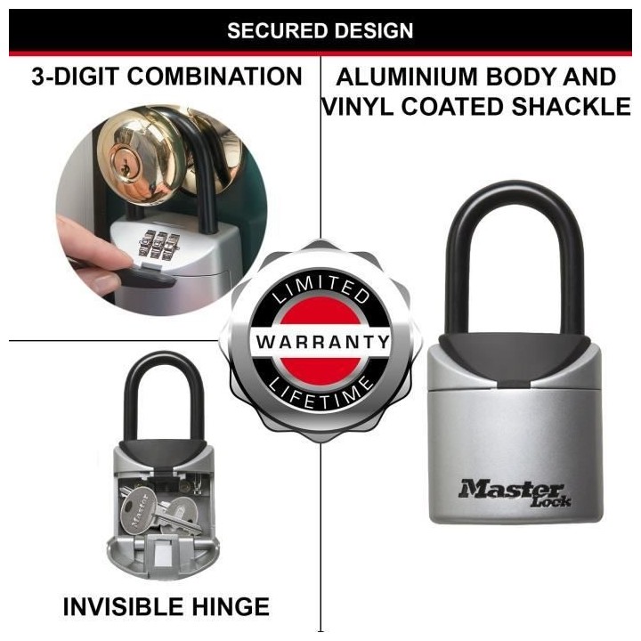 MASTER LOCK Mini Boîte a Clé sécurisée [Format XS] [avec Anse] - 5