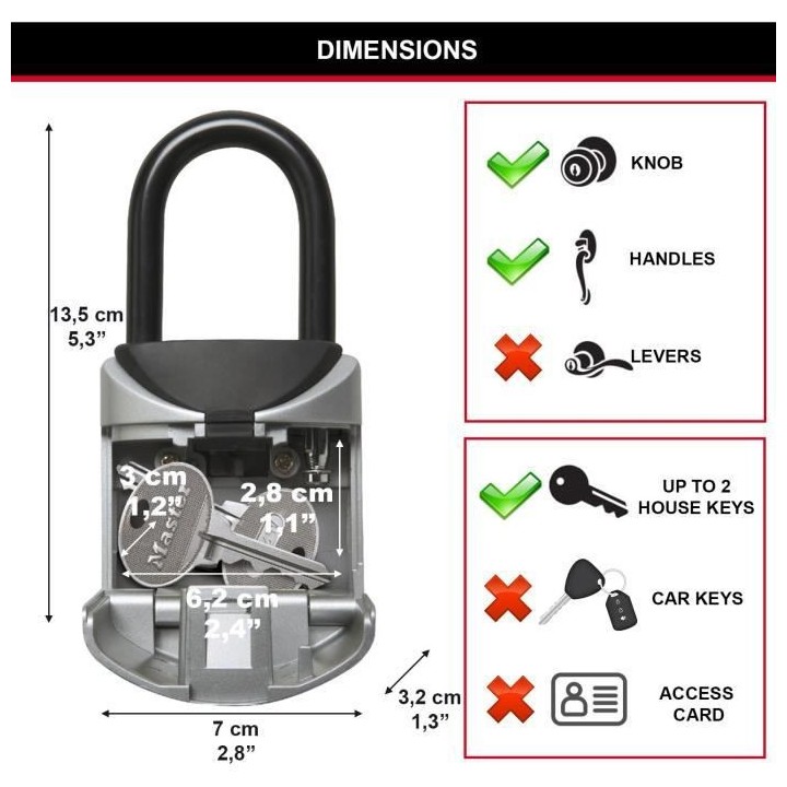 MASTER LOCK Mini Boîte a Clé sécurisée [Format XS] [avec Anse] - 5